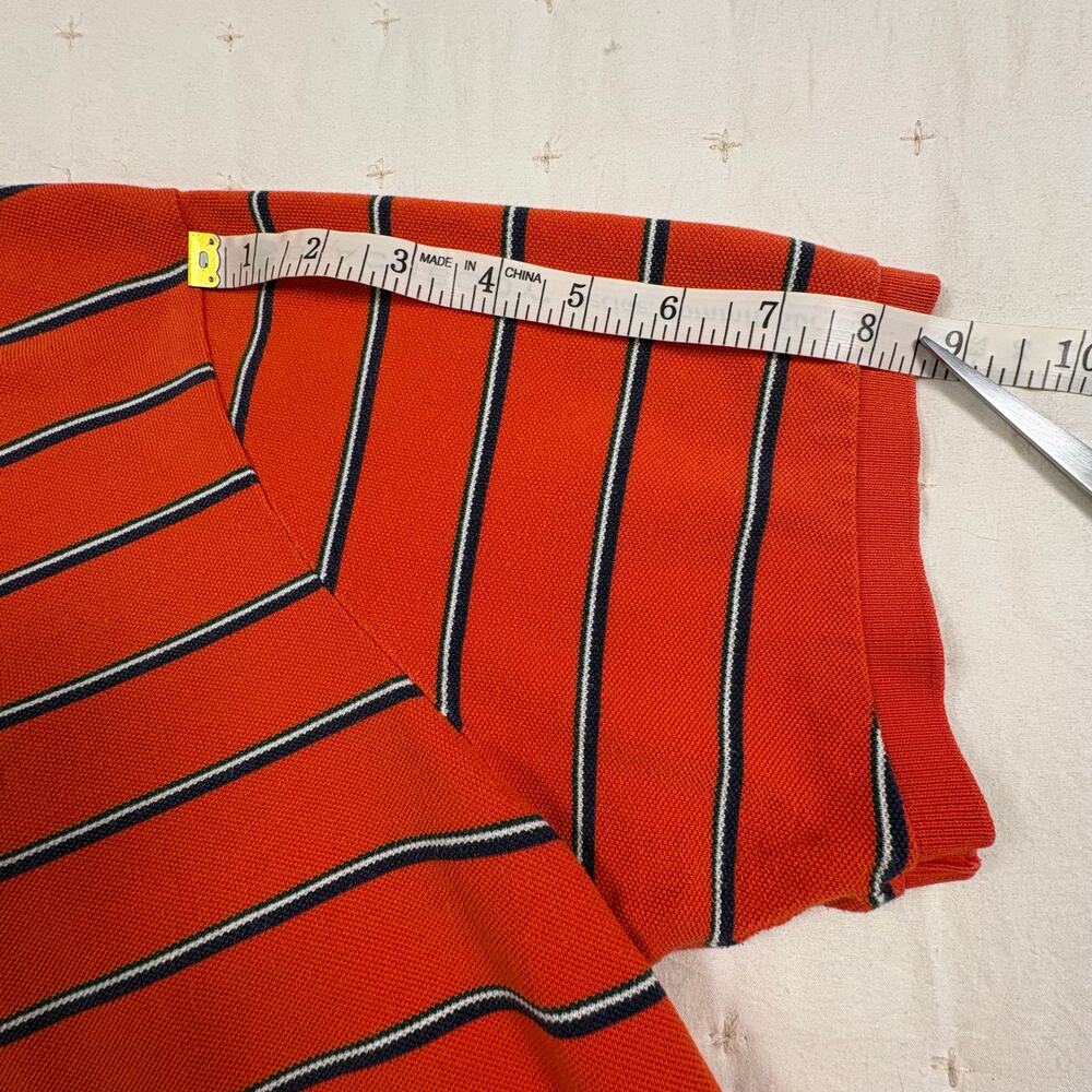 Polo Ralph Lauren Custom Fit Pique Polo Shirt Men's XL Orange Striped Preppy - Picture 9 of 9